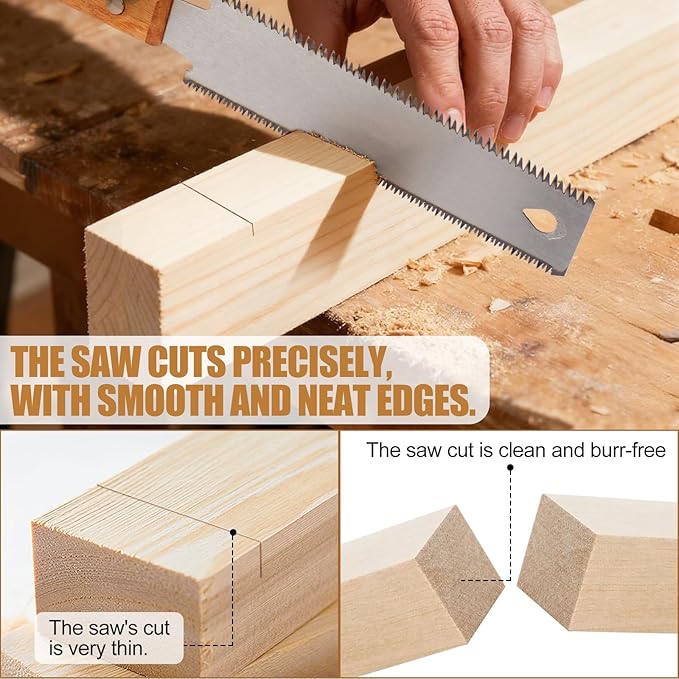 Japanese Hand Saw 2 Pack ，6 Inch Double-Edged Pull Saw with 14/17 TPI SK5 Steel Blade – Sharp Teeth & Comfort Wood Handle for Precision Woodworking Tools
