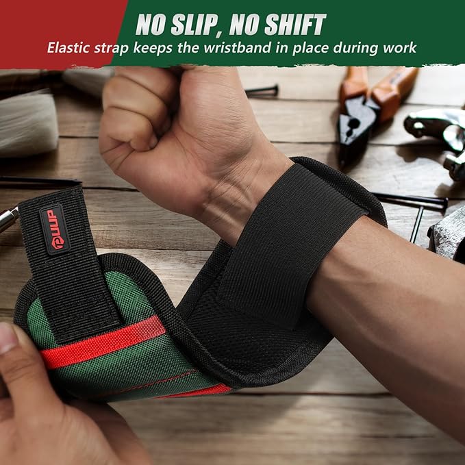 Magnetic Wristband with LED Light, Magnet Tool Belt Wrist Band for Screws and Nails, Adjustable Wrist Tool Holder, Valentines Day Gifts for Men, Him, Boyfriend, Dad, Mechanic, Woodworker, Handyman