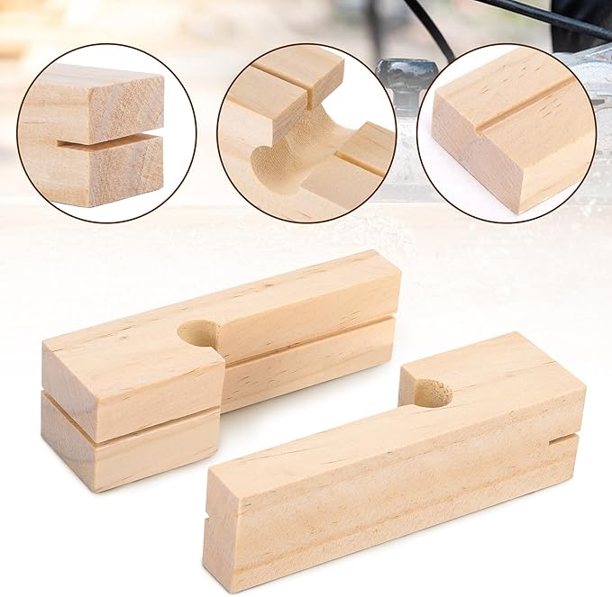 RUBII 6 Pcs 4 Inch Wood Masonry String Line Block, Portable Wooden Masons Line Blocks, Concrete Line Blocks for Bricklaying Tool Straight Line Stabilizer