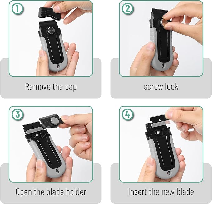 Bates- Razor Blade Scraper, Razor Scraper Set with 10 pcs Extra Blades, Window Scraper Tool, Glass Scraper Blades, Blade Scraper, Razor Blade Scraper Tool, Razor Scraper Tool