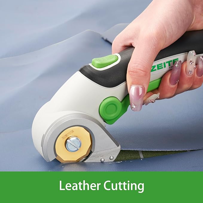 ZEITE 4V Electric Cardboard Box Cutter,Cordless Scissors with Titanium Coated HSS Blades,Stocking Stuffers for Gifts Christmas,Ideal for Leather Carpet Fabric Cutting,Sewing,Crafting,Color Box
