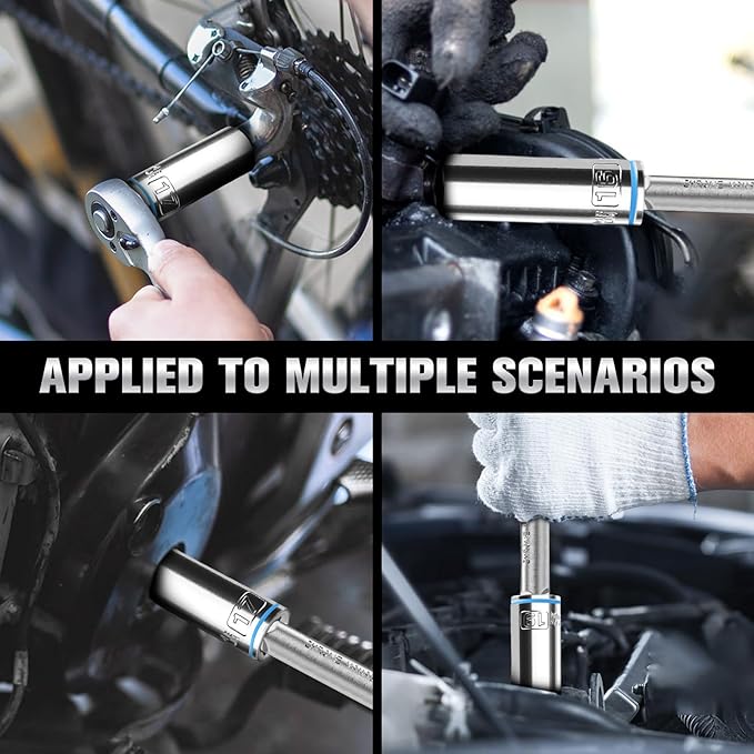 10PCS 1/2??Drive Deep Socket Set, Metric (10mm-19mm), 6-Point, Cr-V Steel, Chrome Plated Socket With Hanging Bracket, Cover Most Commonly Sizes