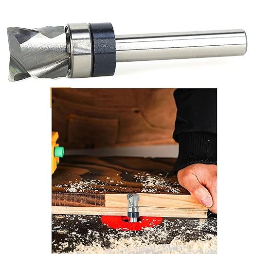 Solid Carbide Compression Flush Trim Router Bit 1/4 Shank, 2+2 Flute, 1/2" Diameter, 1/2" Cutting Length, Pattern and Mortising Trim Router Bit, Template Top Bearing Router Bit