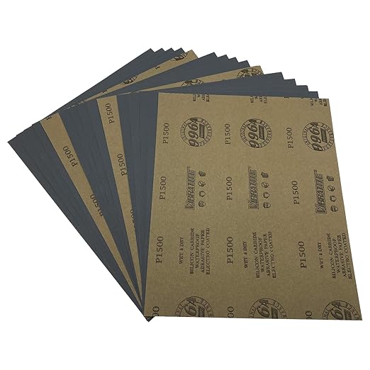 1500 Grit Wet Dry Sandpaper, 9 x 11 Inch Sanding Sheets, 15PCS Premium Silicon Carbide Sand Paper for Wood Metal Ceramic or Auto Polishing and Scratches Removing
