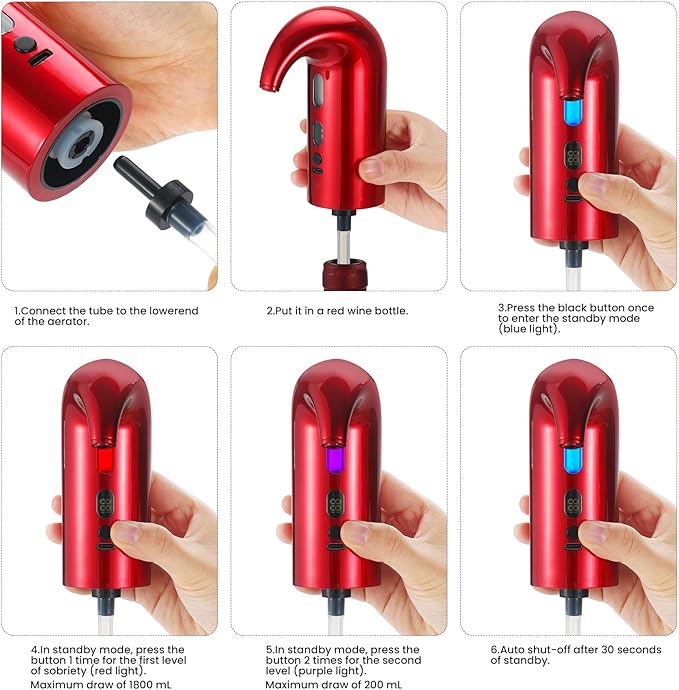 3-in-1 Electric Wine Aerator, Decanter & Dispenser Set ??USB Rechargeable Automatic Wine Pourer, Ideal Gift for Wine Lovers
