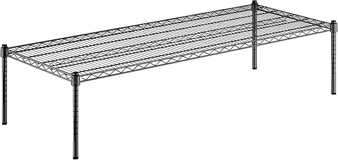24" x 60" x 14" Black Epoxy Wire Storage Shelf, Dunnage Rack, Commercial 1 Tier Small Shelf