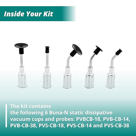 Excelta PV-3A-ESD Pen-Vac Pro Vacuum Pen Kit, 5 Inch Length, 0.5 Inch Diameter, ESD Safe with 6 Buna-N Static Dissipative Vacuum Cups and Probes, Made in USA, Professional