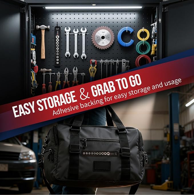 10PCS 1/4??Drive Standard Socket Set with Organizer Holder, Metric (4-13mm) 6 Point CR-V Steel Shallow Socket Set with Quick-Lock & Hanging Bracket for DIY, Repair & Mechanics
