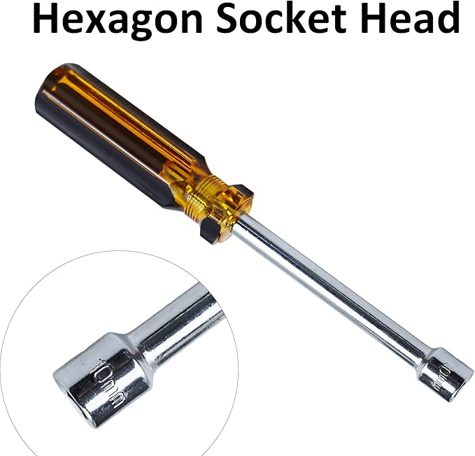 2Pcs 10mm Socket Wrench Screwdriver, Hex Socket Wrench High-Carbon Steel Hexagon Nut Driver Non-Magnetic Tip Hex Nut Screwdriver Hand Tool for Repairs(Plastic Handle)