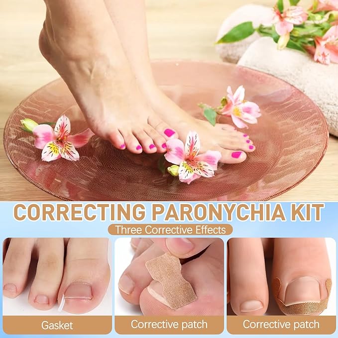 Professional Ingrown Toenail Set with Breathable Ingrown Toenail Strips, Curved Toenails Corrector Patch, Painless File and Lifter Pedicure Tools