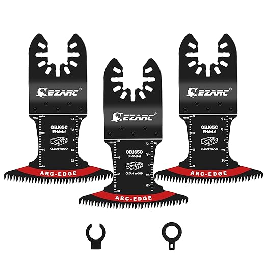EZARC Bi-Metal Arc Edge Oscillating Tool Blade, 2-9/16" Extra-Wide Japanese Teeth Oscillating Saw Blades for Clean Cuts in Hard Wood & Plastic, Universal Fit Multitool Blades, 3-Pack