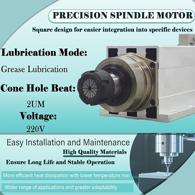 INTBUYING Spindle Motor 7.5KW/10HP 18000RPM High-Speed CNC Motor ER32 Collet Fan Cooling for Wood, Metal, Stone, Plastic Carving, Engraving and Milling 220V