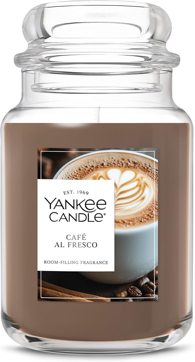 Yankee Candle Caf챕 Al Fresco, Scented Candle, 22oz Large Jar with up to 150 Hour Burn Time, Giftable