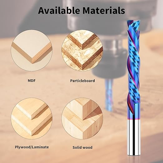 Compression Spiral Router Bit 1/2 Inch Shank, Extra Long 5 Inch Overall Length, 3 Inch Cutting Length, UP&Down CNC Router Bits for Woodworking Milling Slot Mortise