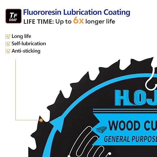 10-Pack 7-1/4 Inch 60-Tooth 5/8" Arbor Woodworking Circular Saw Blade,Ultra Finish/General Purpose Wood Cutting Saw Blade,with Non-Stick Coating - TF,7-1/4" 60T 5/8"