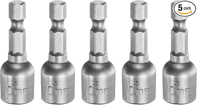 HARFINGTON 5pcs Nut Driver Drill Bit 10mm Metric Socket 1/4" Hex Shank 1.65" (42mm) Long Magnetic 6-Point Sockets Quick Change CR-V Steel Bolt Setters for Power Drill Drivers
