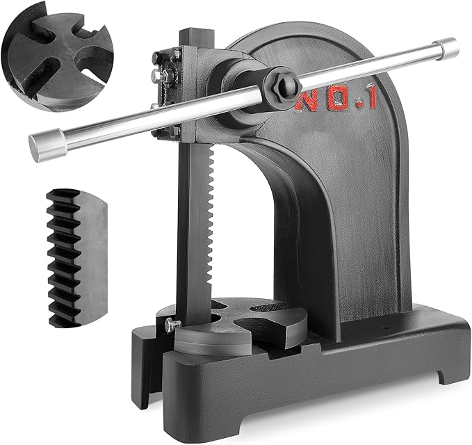 Heavy Duty 1 Ton Arbor Press, Manual Arbor Press, 8.5" Maximum Height, Cast Iron Desktop Press for Bending, Stamping, Forming, Stretching (1 Ton Black)