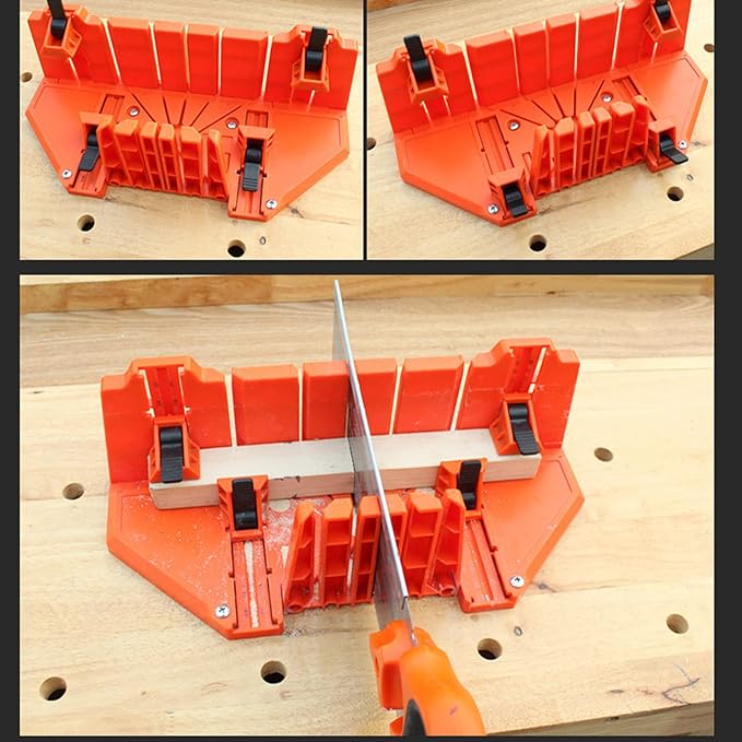 VINGVO Woodworking Miter Saw Storage Box Sturdy Miter Saw Box 22.5 45 90 Degree Stable Practical for Office Building (14in Clamping Type)