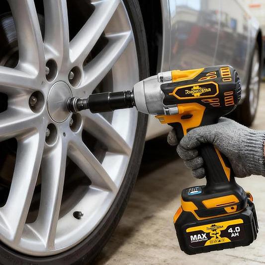 Rhovixster 1/2 Impact Gun, Cordless Impact Wrench Set, 1/2 Torque Impact, Brushless Motor High Torque Impact Guns with Battery and Charger