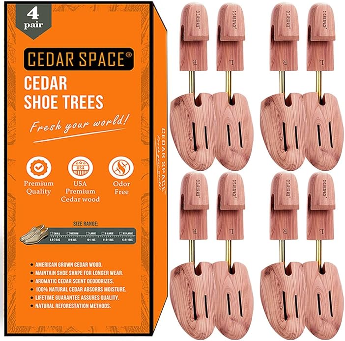 Cedar Space Wooden Shoe Stretcher Tree, 6.5-14 Sizes Cedar Wood Shoe Trees,2/4PC Shoe Stretcher for Men, Sneakers,Boots