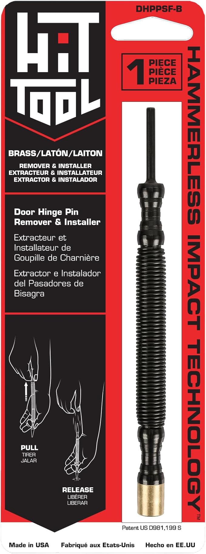 HIT Tool Door Hinge Pin Removal Tool ??Spring Driven Door Hinge Pin Remover and Soft Face Brass Hammer Punch Set
