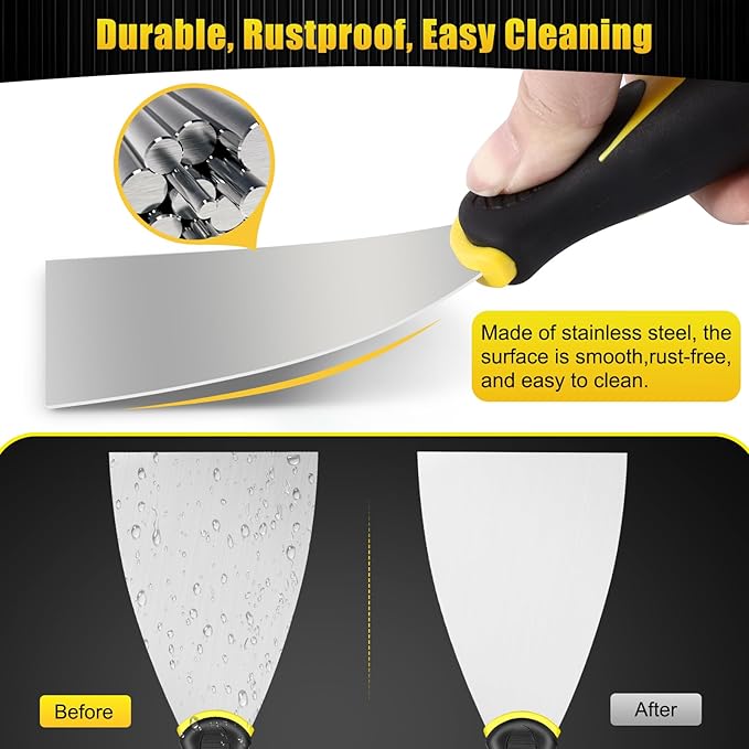 4 Pack Putty Knife - 2" Putty Knives Set Paint Scraper Tool Stainless Steel Spackle Knife No-rust Metal Wallpaper Scraper for Drywall Repair, Wallpaper Removal and Plaster Scraping