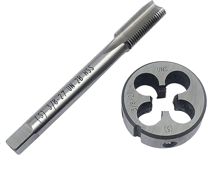 3/8"-27 UNS Tap and Die Set, Machine Thread Tap and Round Thread Die Right Hand(3/8"-27)