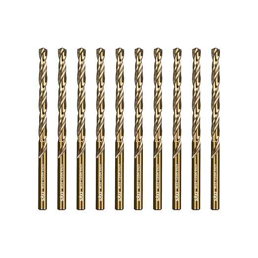 SALI Cobalt Drill Bit Set, 10Pcs 13/64" M35 High Speed Steel Jobber Length Drill Bit Kit for Hardened Metal, Stainless Steel, Cast Iron, Wood and Plastic, with Index Storage Case