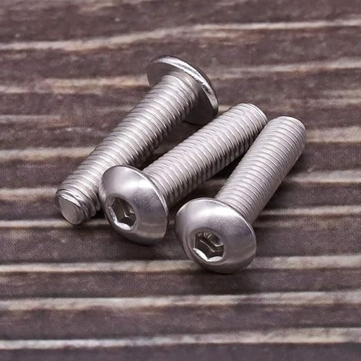1/4-20 x 2-3/4" Button Head Socket Cap Bolts Screws, 304 Stainless Steel 18-8, Allen Hex Drive, Bright Finish, Fully Machine Thread, Pack of 15