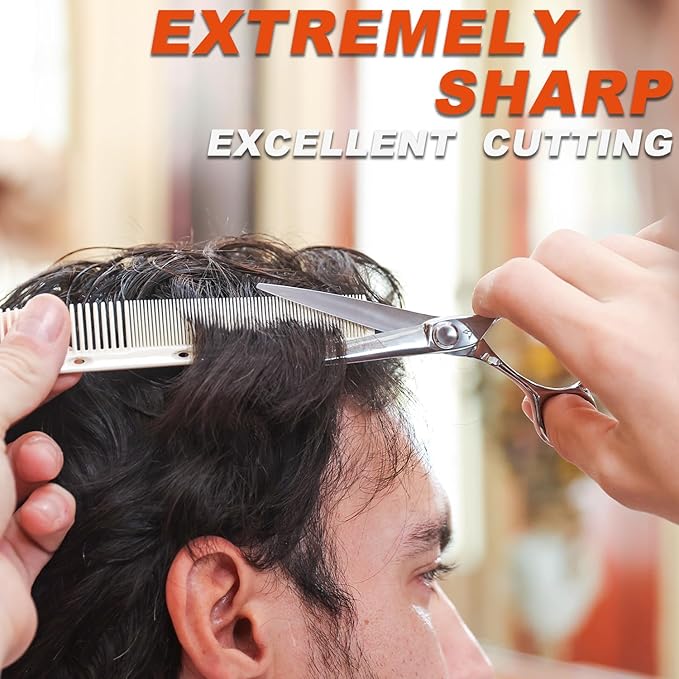 High-end Professional Extremely Very Sharp Barber Hair Cutting Scissors Hairdresser Shears For Hair 6 Inch Haircut Scissor Made Of Dynamic Steel Alloy For Hairdressing Salon and Home Use