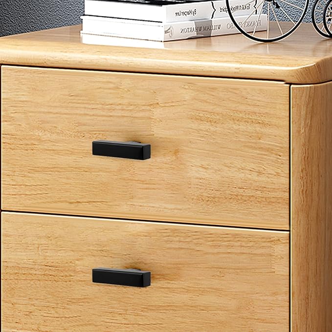 Probrico (10 Pack) Flat Black Modern Cabinet Knobs 2 Inch(50mm) Overall Length Cabinet Pulls Stainless Steel Single Hole Pulls Square T Bar Kitchen Cabinet Hardware