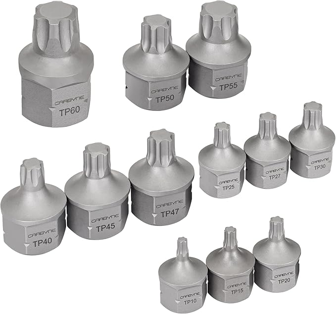 CARBYNE 12-Piece Torx Plus (6 Lobe) Super Short Low Profile Bit Socket Set | TP10/IP10 - TP60/IP60, Dual-Drive: Internal Square Drive & External Hex Drive ??From a Family-Run Tool Company in the U.S.