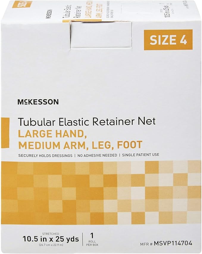 McKesson Tubular Elastic Retainer Net Dressing, Non-Sterile, Hand, Arm, Leg, Foot, Size 4, 10 1/2 in x 25 yd, 1 Count, 1 Pack