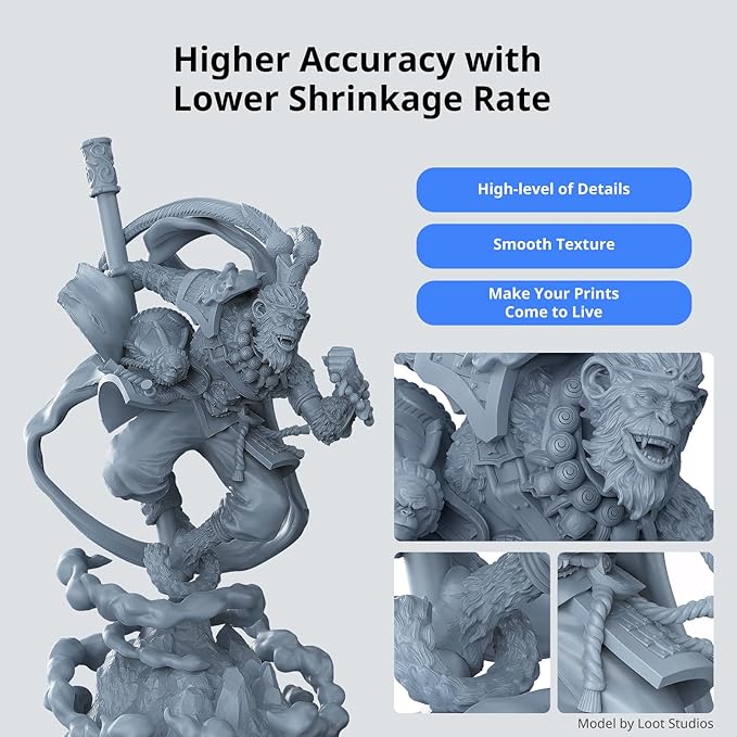 ANYCUBIC ABS-Like Resin 3.0, 3D Printer Resin with Enhanced Strength and Toughness, High Precision and Minimal Shrinkage, Wide Compatibility for All LCD Resin 3D Printers (Grey, 4kg)