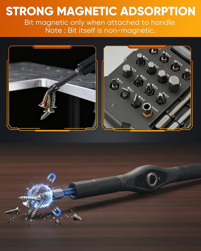 Saker 66 in 1 Magnetic Screwdriver Set Portable Multi Bit Ratcheting Screwdriver Kit with Detachable Handle for Home Electronics,Computer,Furniture, Bike,DIY,Valentine's Day Gifts