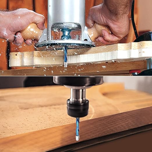 EANOSIC 5PCS Downcut Spiral Flush Trim Router Bit, 1/4 Inch Shank Solid Carbide Flush Trim Router Bits Spiral with Nano Coating(1/4" Shank Down-Cut)
