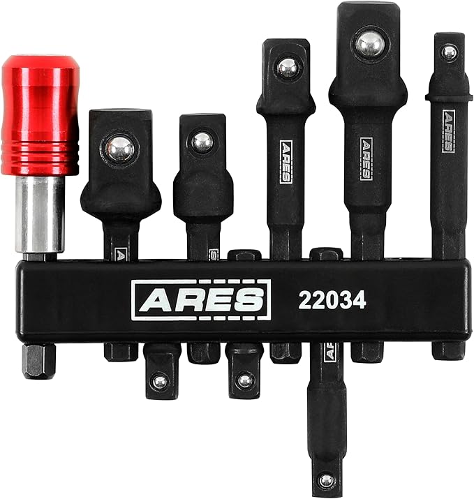 ARES 22034 ??9-Piece Impact Grade Socket Adapter and Bit Coupler Set - Turns Impact Drill Driver into High Speed Socket Driver - 1/4-Inch, 3/8-Inch, and 1/2-Inch Drive ??Quick Release Bit Coupler