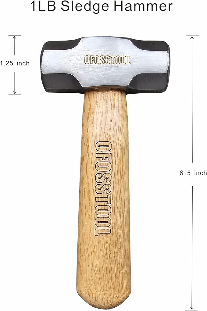 Sledge Hammer with Wood Handle and Alloy Steel Head, 20 OZ Mini Hammer for Woodworking & DIY