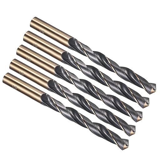 PATIKIL 12.5mm Drill Bit, Jobber Straight Shank 4341 High-Speed Steel 118째 Black and Gold Finish for Medium-Hard Metal Steel Acrylic - 5 Pack