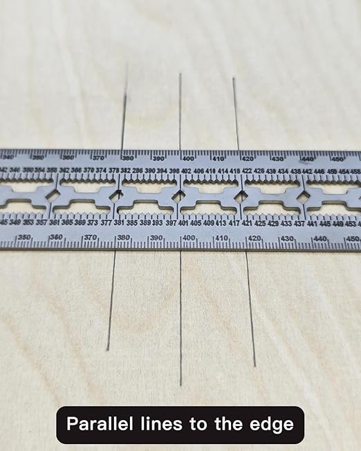 Precision Scriber T Square Ruler, T Square with Support Lips, Built in Scribe Notches, Stainless Steel Architect Ruler for Carpenter Work, Layout and Measuring Tools - 600mm