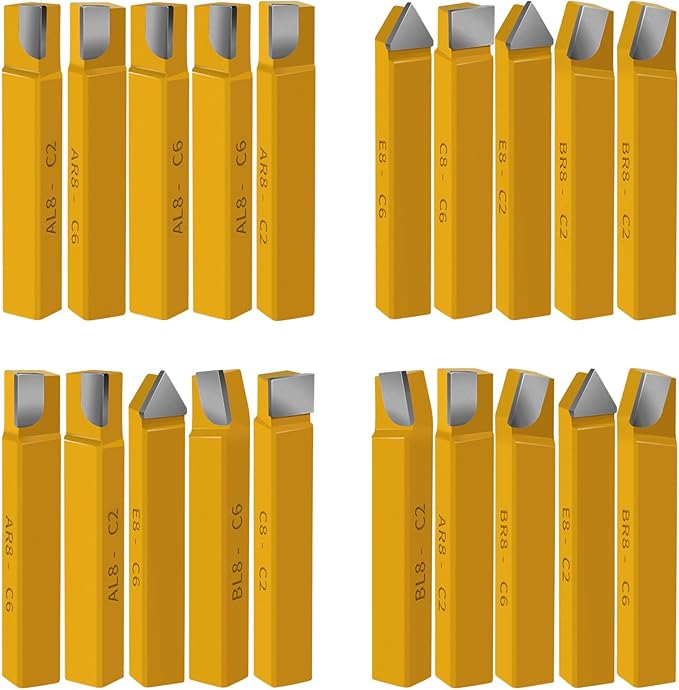 20 pc 5/16" Carbide Tip Tipped Cutter Tool,Metal Lathe Cutting Tools,Lathe Tools Metal Cutting for Metal Lathe Turning, Boring, and Chamfering