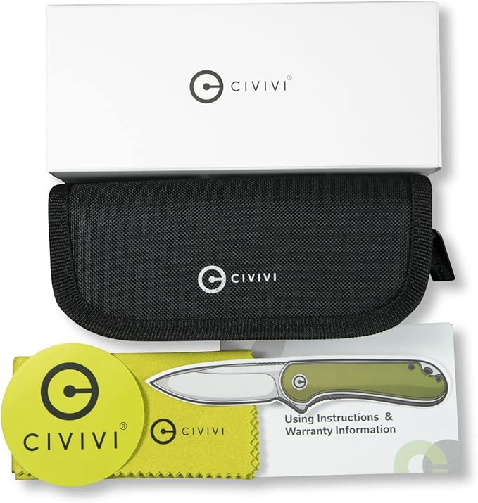 CIVIVI Baby Banter Pocket Knife for EDC, Ben Petersen Folding Knife with 2.34 in Nitro V Blade Green Micarta Handle, Titanium Thumb Stud Opener C19068SB-1(Green)