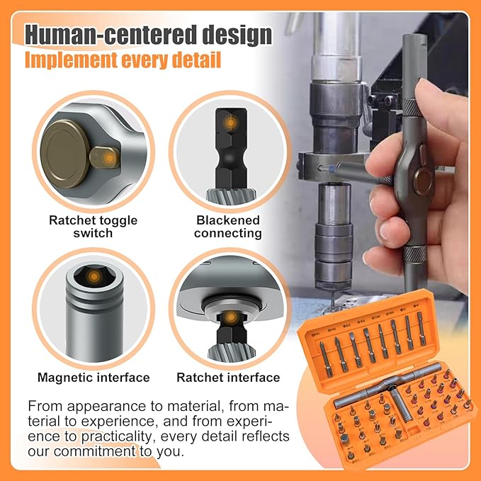 42 in 1 Ratchet Screwdriver Set, Magnetic Screwdriver Set with Detachable Ratchet Handle Portable Compact Repair Tool Kit for Furniture, Computer, Bicycle, Doorbell and DIY