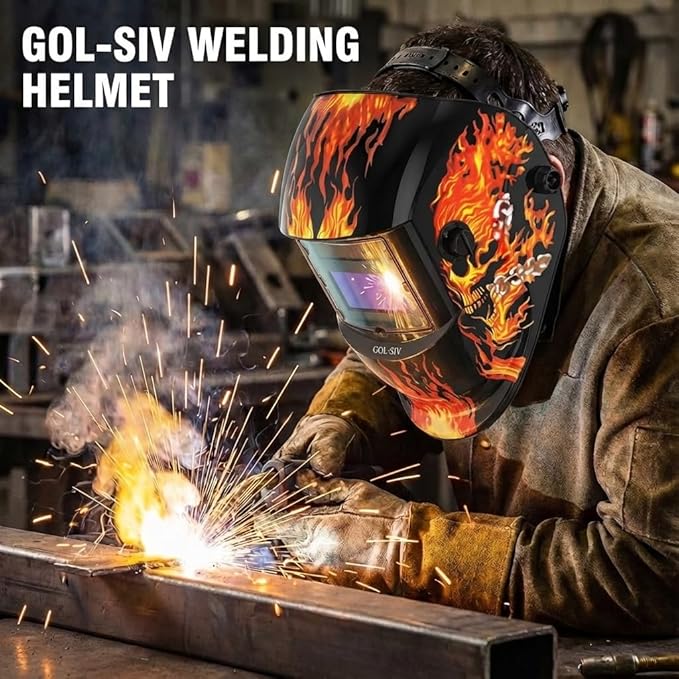 Welding Helmet Auto Darkening - True Color Wide View Welding Shield - 0.1ms Response Time- Optical grade 1/1/1/1 - Adjustable Wide Shade for SMAW, MIG, TIG, GTAW-Lightweight for extended wear