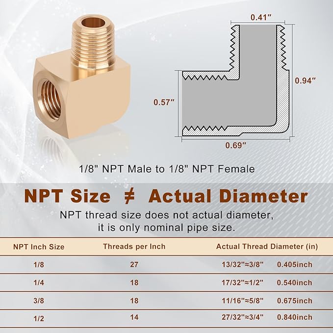 2pcs 1/8??Brass Fittings 90 Degree Barstock Street Elbow 1/8" NPT Male Pipe to 1/8" NPT Female Pipe Elbow Forged Brass Pipe Fittings