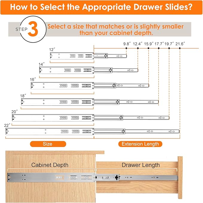 1 Pair | Soft Close Drawer Slides 14 inch, HBL??Heavy Duty Cabinet Drawer Slides Replacement - Ball Bearing Full Extension, 200 LB Capacity, Made of Cold-Rolled Steel, Rust-Resistant & Long-Lasting.