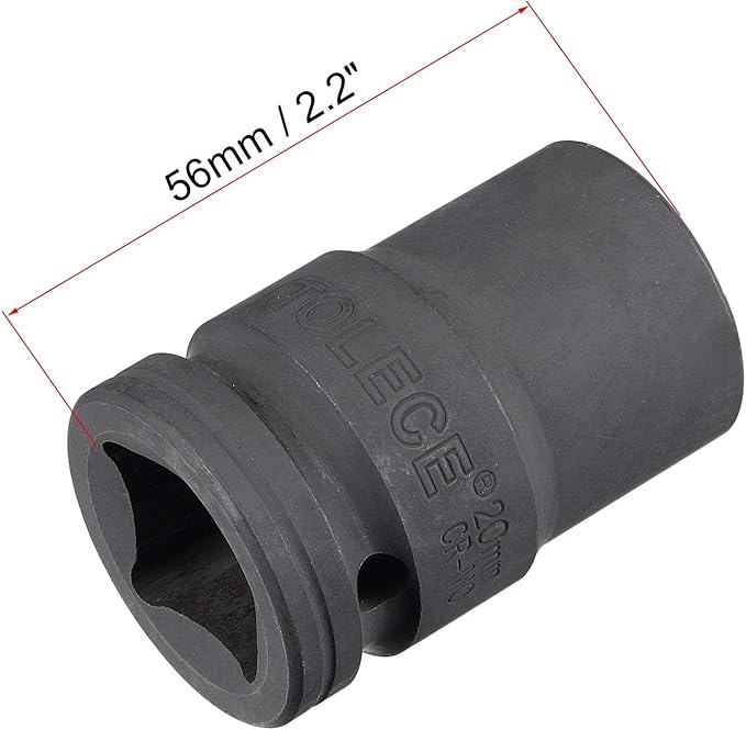 uxcell 3/4-Inch Drive 20mm 12-Point Impact Socket, CR-MO Steel 56mm Length, Standard Metric Sizes