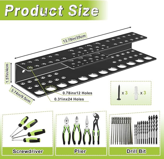 Screwdriver Holder Wall Mount,Heavy Duty Metal Utility Bit Organizer for Screw driver Pliers Drill Bits Small Tools,Screwdriver Organizer Suitable Garages Homes Workshops Sheds (54 holes 1pc)
