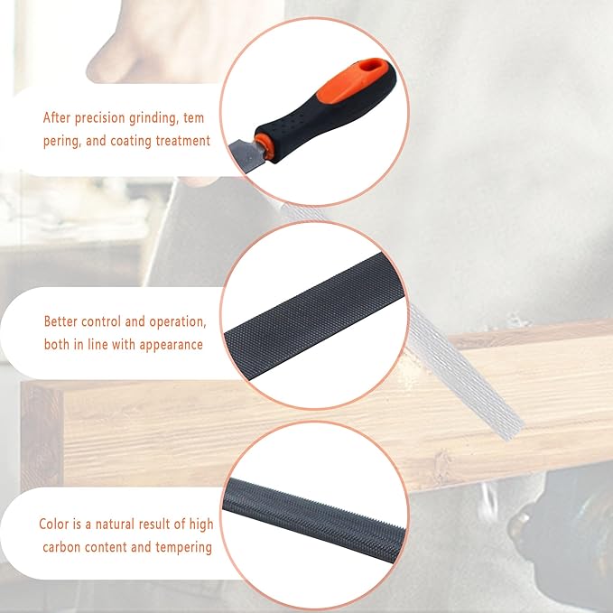 10" Handy File for Plastic Laminate Edge Finishing，Second Cut Grade High Carbon Hardened Steel Flat Mill File (10 in Half Round File 1pcs)