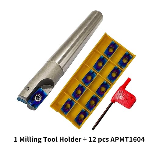 KinRite 12pcs APMT1604PDER Carbide Milling Inserts with End Mill Tool Holders Boring Bar 400R C20-20-150 Semi-Finishing Stainless Steel Hard Steel (3/4" Milling Tool Holder + APMT1604 Inserts)